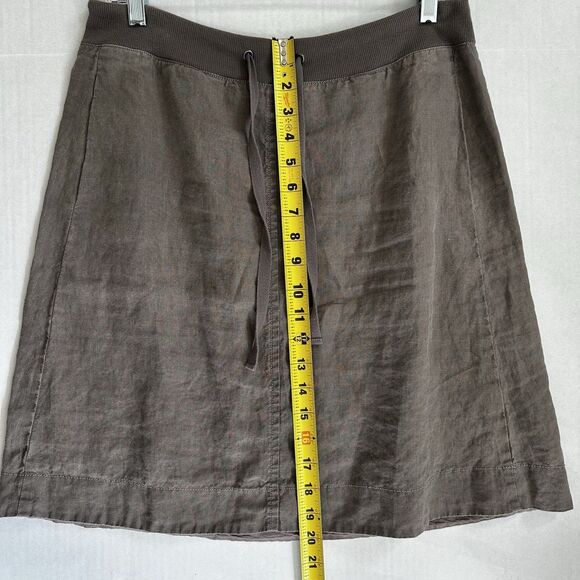 Organic Linen Brown Skirt Women’s Size Petite Small W/ Drawstring Eileen Fisher - Picture 2 of 7